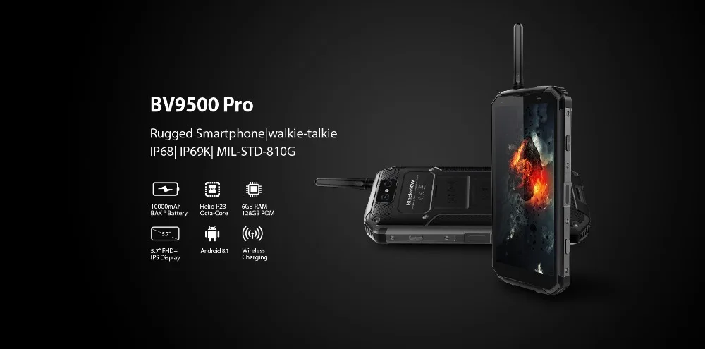 Blackview BV9500 Pro водонепроницаемый ударопрочный мобильный телефон Android 8,1 10000 мАч 6 ГБ+ 128 ГБ MT6763T Восьмиядерный FHD NFC 4G смартфон