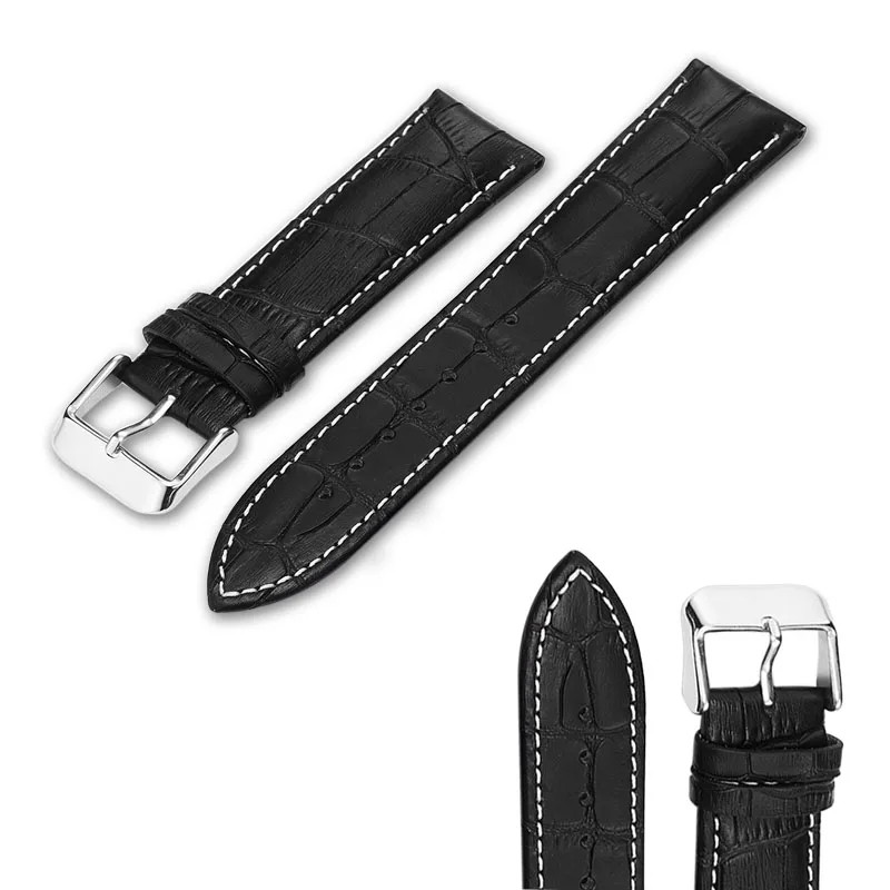 Ремешки для наручных часов кожаный ремешок 20 мм/22 мм/24 мм черный коричневый ремешок для часов для мужчин/женщин Ремешки для наручных часов