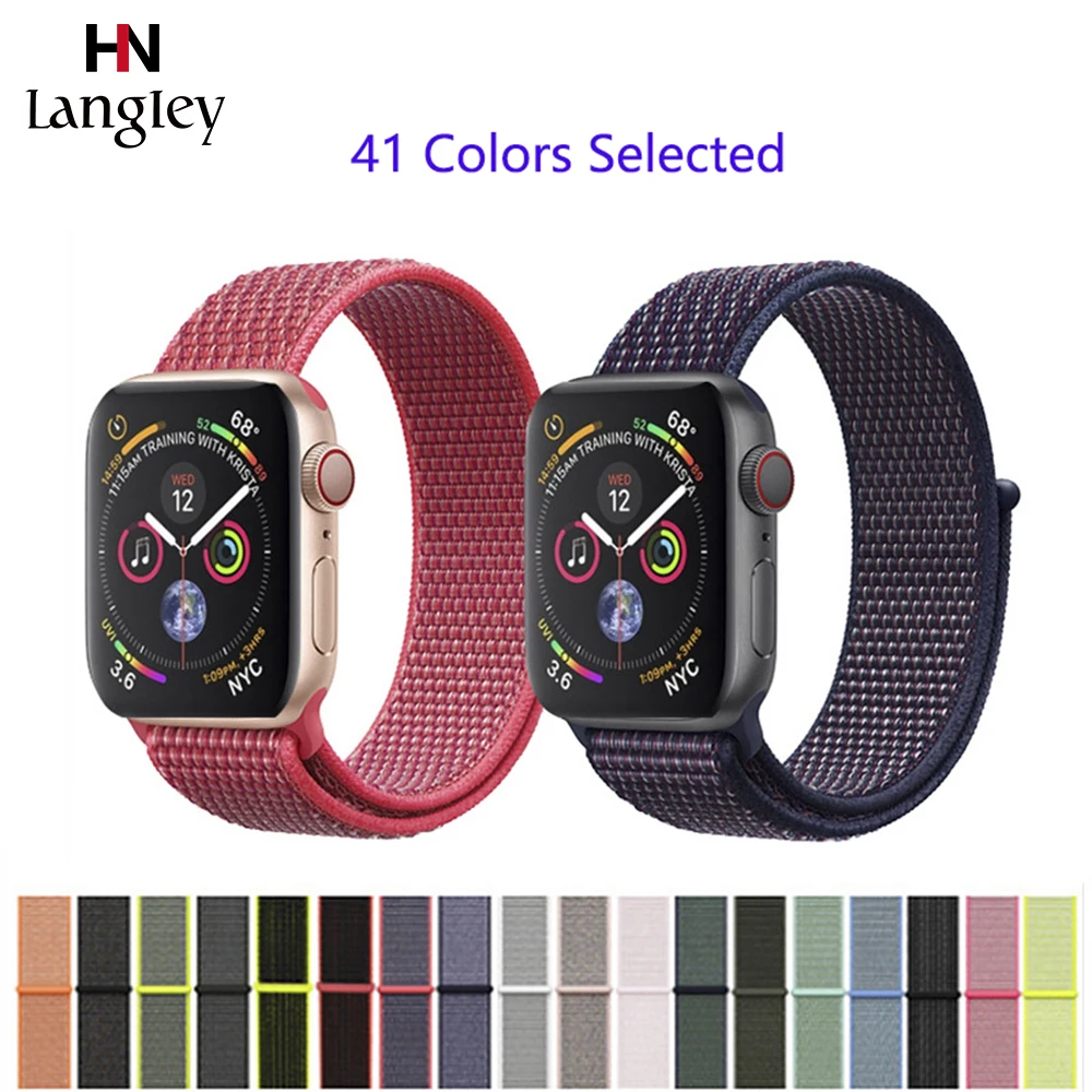 

Fashion Nylon Watchband For Iwatch 1/2/3/4 Loopback Velcro Straps Adjusted Breathable Sports Strap Watches Accessories