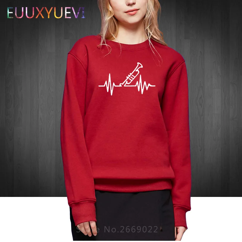 

2018 Trumpet Heartbeat Women Hoodies Funny Printed Cotton Winter Autumn Woman Sweatshirts Hip Hop Under Pullover