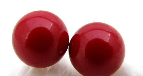 

hot sell new - free shipping 12832 round red south sea shell pearl earring
