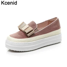 Kcenid/ г. Женская Повседневная весенняя обувь модные женские лоферы на толстой подошве с бантиком без застежки на плоской платформе, большие размеры 33-42