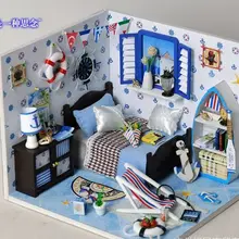 Новое поступление подарок на день рождения DIY морской дом деревянный кукольный дом с мебели куклы С Пылезащитным 3D головоломка Кукольный дом игрушки подарки