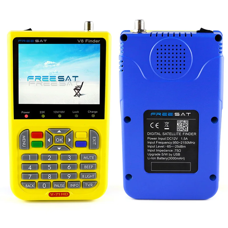 

Freesat V8 Satellite Finder meter Digital 3.5 Inch LCD sat Signal Finder DVB-S2 MPEG-4 satFinder satlink Support HDMI Out