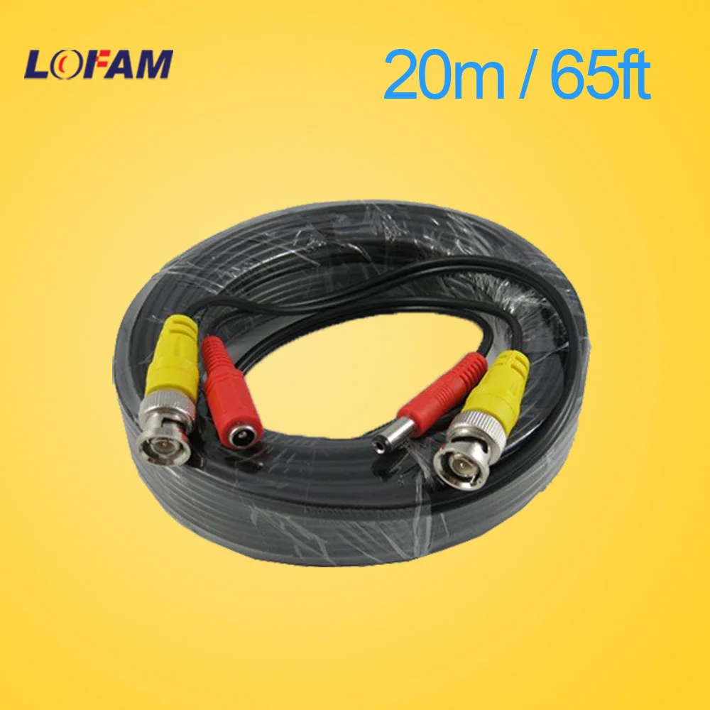 

LOFAM 65FT 20M CCTV camera Cable BNC Video Power Coaxial Cable plug and Play Cable for Camera AHD DVR System CCTV accessories