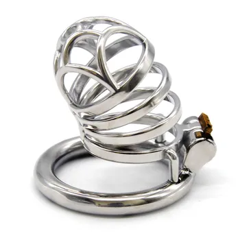 

2020 New Pattern Stainless Steel Stealth Lock Male Chastity Device Cock Cage Virginity Belt Penis Rings for Men G7-1-258C