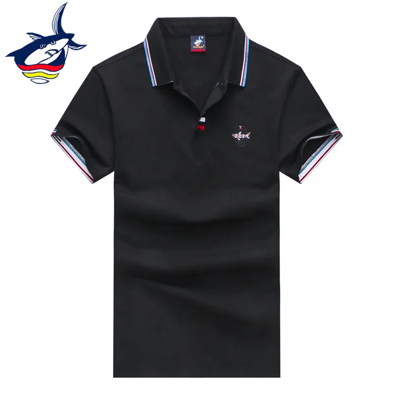 

New Summer casual polos shark embroidery brand Tace & Shark polo shirt men cotton slim fit solid men's polo shirt short sleeve