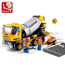 Bloco De Construção Sluban Cidade Cidade Engenharia Pesada Caminhão Do Misturador de Cimento de Construção 296 pcs Educacional Brinquedo Tijolos Menino