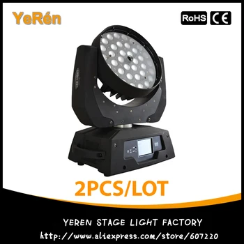 

(2Pcs/Lot) Zoom LED Moving Head Light Wash Light DJ Effect Light with 36Pcs 10W RGBW or RGBA Quad-Color Led Pro Stage Lighting