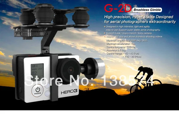 

Free shipping 2014 good quality original walkera G-2D brushless gimbal mount support ilook gogro3 camera gimbal