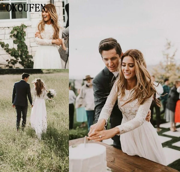 2017 Fabulous Modest New Lace Wedding Dress Vintage Princess Long Sleeves Country Style Bridal Gown Custom Made Plus Size 副本