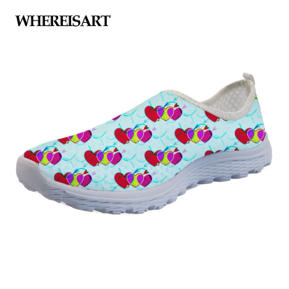 

WHEREISART Heart Breaker Fashion Brand Ladies Flats Shoes Woman Summer Women's Sneakers Leisure Women Light Mesh Zapatos Mujer
