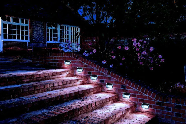 2 шт. обновленный 3 светодиодный солнечный свет лестница Солнечная лампа водонепроницаемый уличные садовые фонари пейзаж газон Солнечный настенный светильник