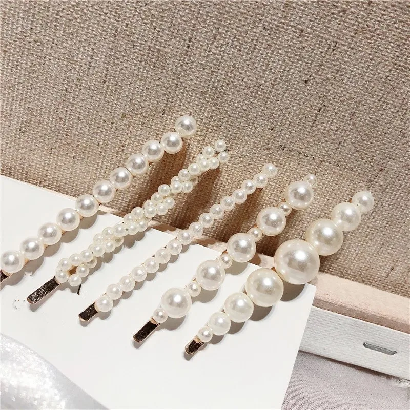 5pcs/lot Big Small Imitation Pearl Beads Hair Clips Hairpins for Women Fashion Hair Jewelry Simple Barrettes Wholesale