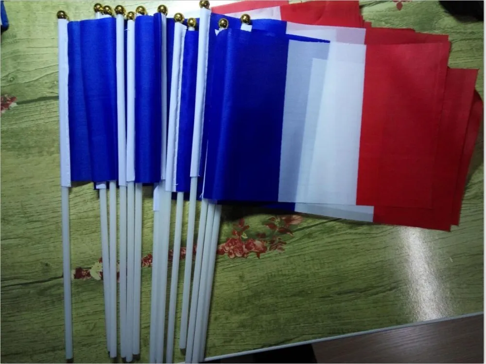 100 шт./лот, французский ручной флаг с 14 см* 21 см, флаг Франции, ручной флаг