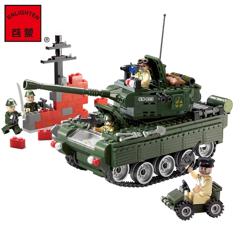Beste ENLIGHTEN 823 CombatsZone Militaire Tank Monteren Constructies Model Bouwstenen minifig Kinderen Speelgoed