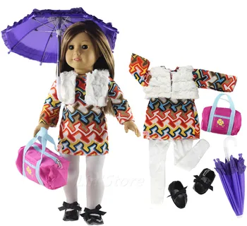 

18 inch Doll Clothes Outfit Clothes+shoes+bag+umbrella+glasses for American Dol Clothes Many for Choice,doll accessories