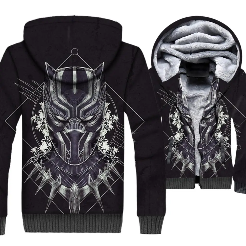 

Black Panther Wakanda Jacket 3D Superhero Okoye Hoodie Men Workout Hooded Sweatshirt Winter Thick Fleece Warm Outkast Coat Mens
