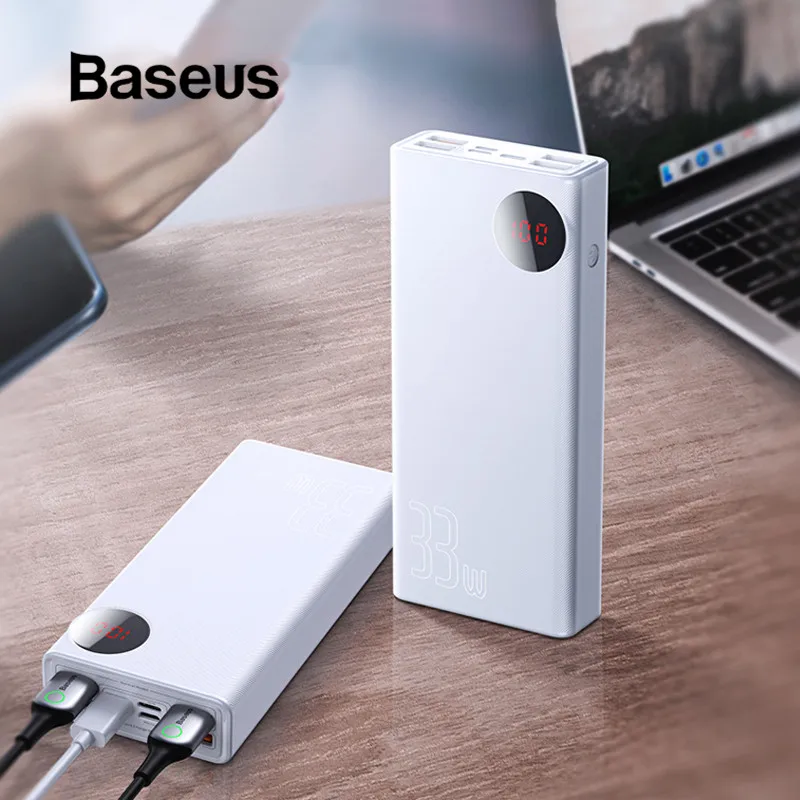 

Baseus 30000mAh Power Bank Portable Charger Mobile Phone Powerbank For iPhone XR Xiaomi Mi with 4USB Type C PD QC3.0 LED Charger