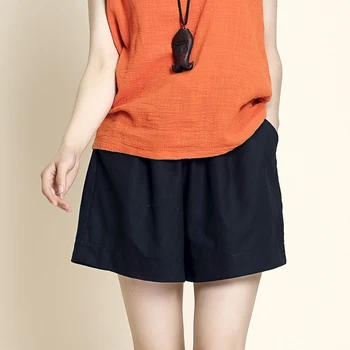 

2019 Hot Selling Women Casual Short Solid Cotton Female Wide Leg Household Cotton Linen Loose Sport Short