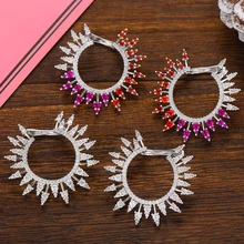 GODKI 34 мм модные роскошные весенние фейерверки серьги для женщин Свадебные кубический циркон CZ Дубай Свадебные серьги богемные Горячие