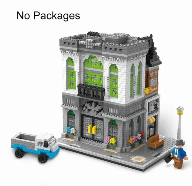 

Scene simulation building blocks small particles combination 4 city street view educational toys mini brick children's gifts