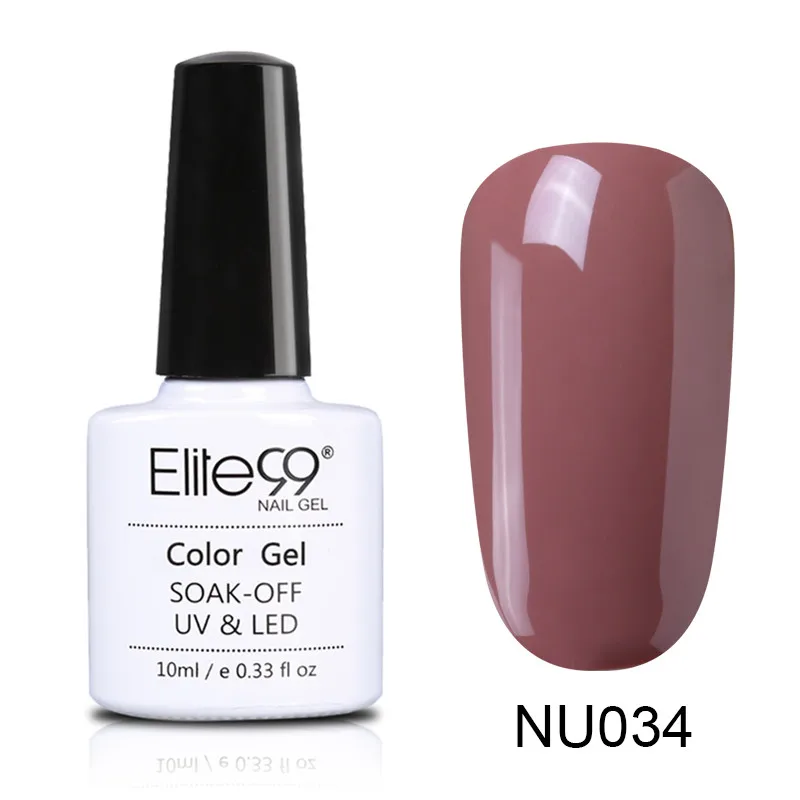 Elite99 10 мл телесный цвет серия лак для ногтей замачиваемый УФ светодиодный гель лак верхнее Базовое покрытие необходимое для дизайна ногтей Дизайн гель лак для ногтей - Цвет: NU034