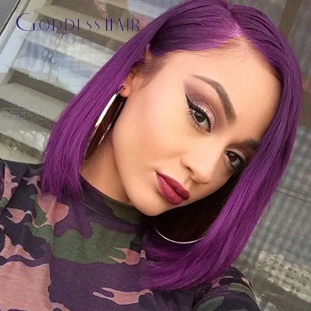 8a top notch short bob purple full lace wig 130 density peruvian