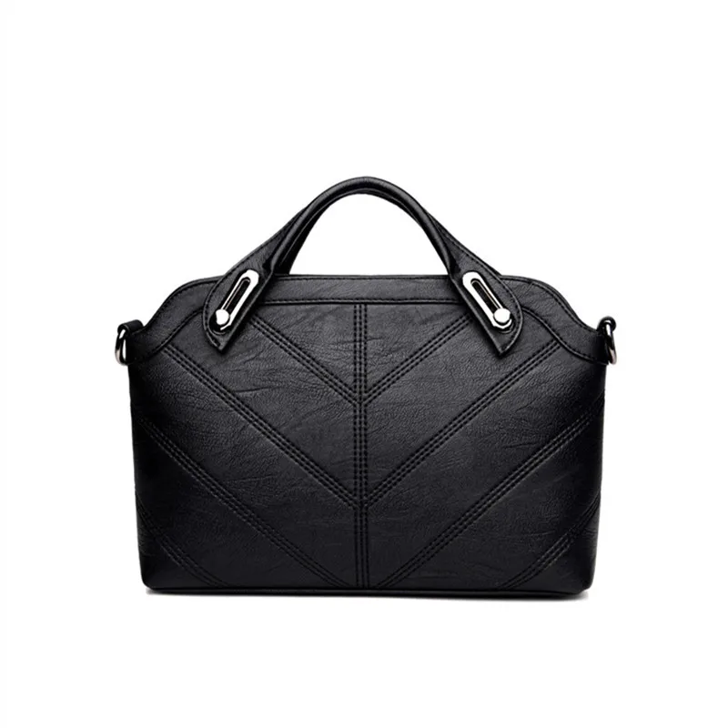 

2018 large capacity Zipper opening bag fashion version of soft leather shoulder cross body bag splicing casual Women's handbags
