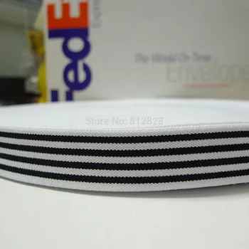 

50 Yards 1" 25mm Black White Stripes Underwear Elastic Webbing