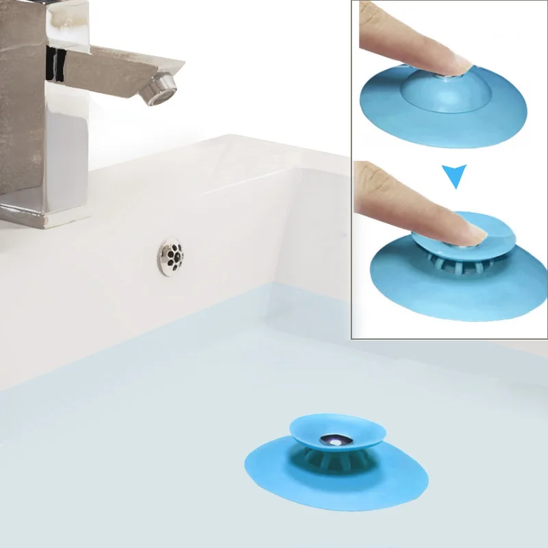 Press Type Water Filter Kitchen Stopper Bathroom Sink Silicone