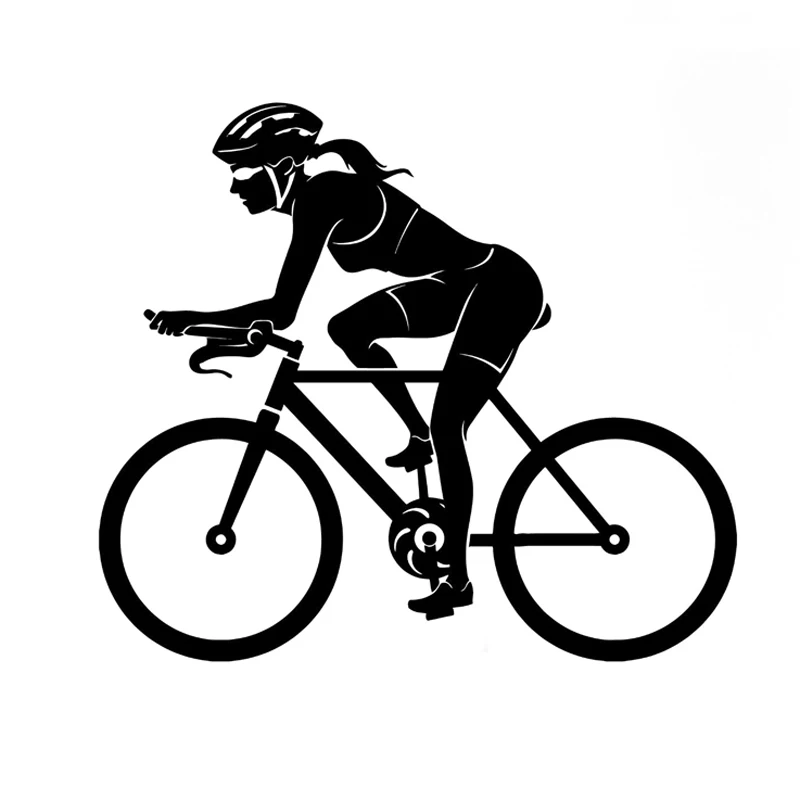 

15.4CM*13.5CM Sport Bike Woman Female Cyclist Vinyl Decal Car Sticker S9-0232