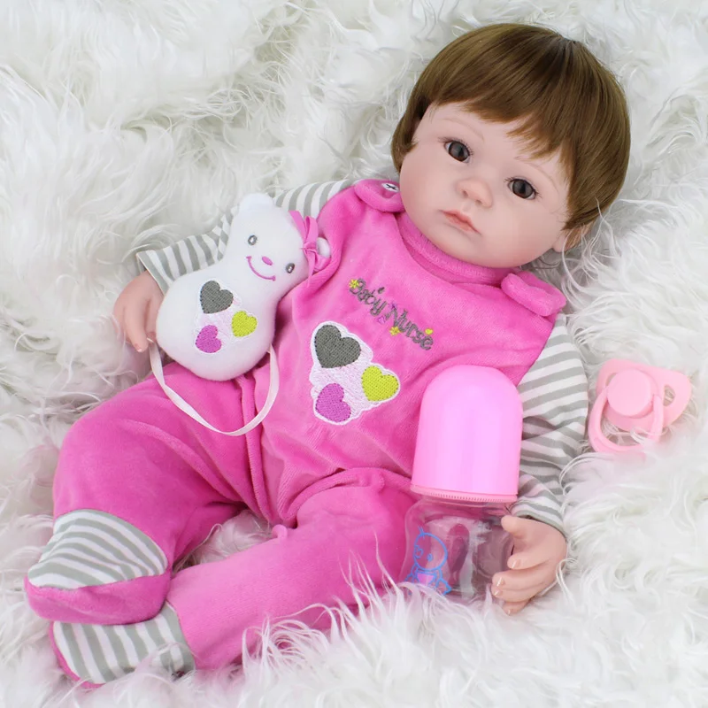 

Pretty Simulation Silicone Baby Girl Baby Doll In One-piece Dress Brand New And High Quality 16 Inch