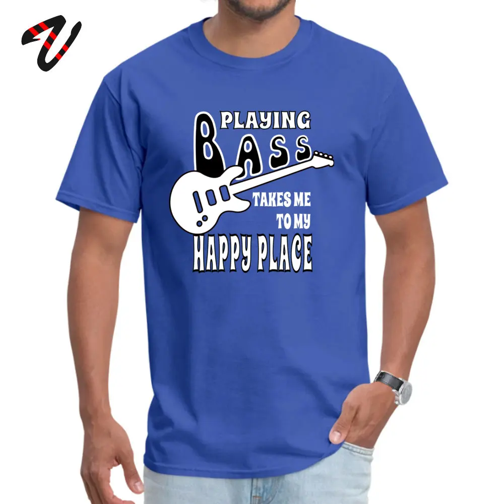 Bass Player Happiness Round Neck Top T-shirts Summer Tops Shirt Short Sleeve Company 100% Cotton Gift Top T-shirts Normal Men's Bass Player Happiness16701 blue