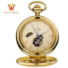 Men Mechanical Pocket Watch Steampunk Chain Vintage Bracelet Watch Skeleton Male Clock Transparent Black Retro Watches