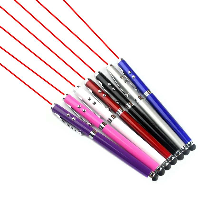 

100 pcs/lot Multi function 4 in 1 Metal Ballpoint Pen Capacitive Touch Stylus Laser Pointer Led light For ipad iPhone tablet