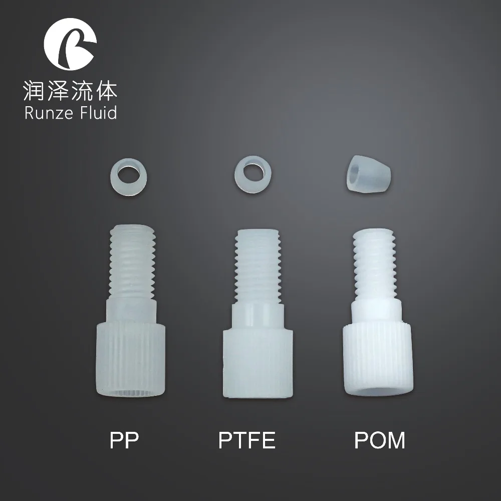 PTFE Fingertight Flangeless Fittings with PFA Flangeless Ferrulesin
