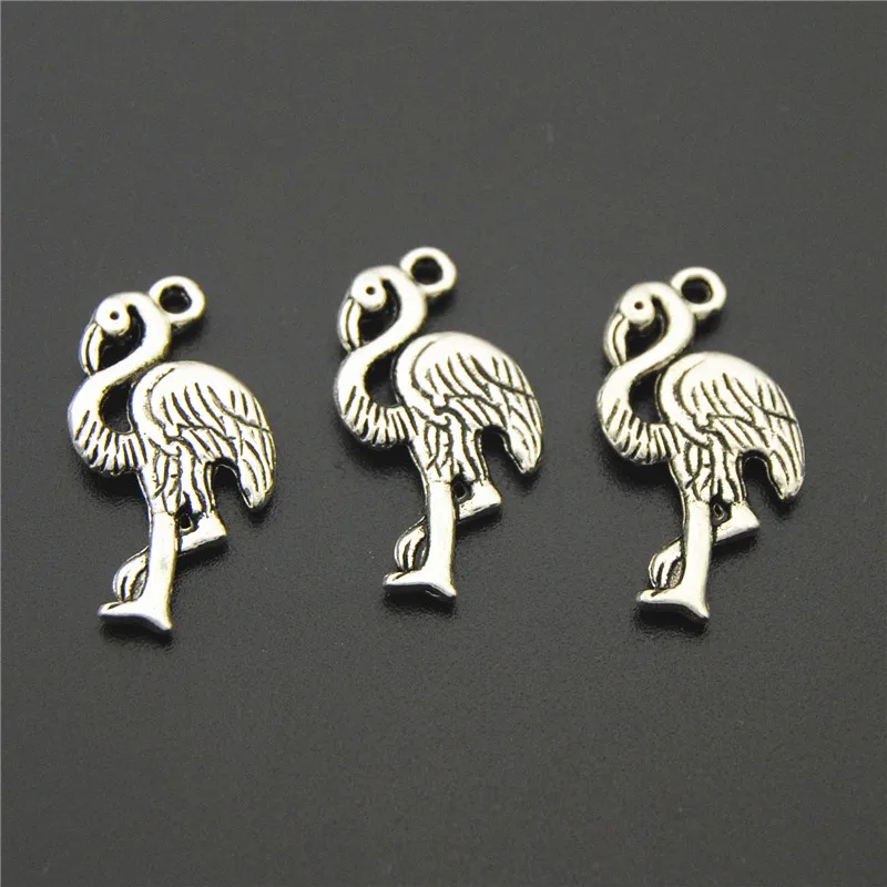 

10pcs Antique Silver Cute Flamingo Pendants Ostrich Charms Fits Bracelets Jewelry Making A2220