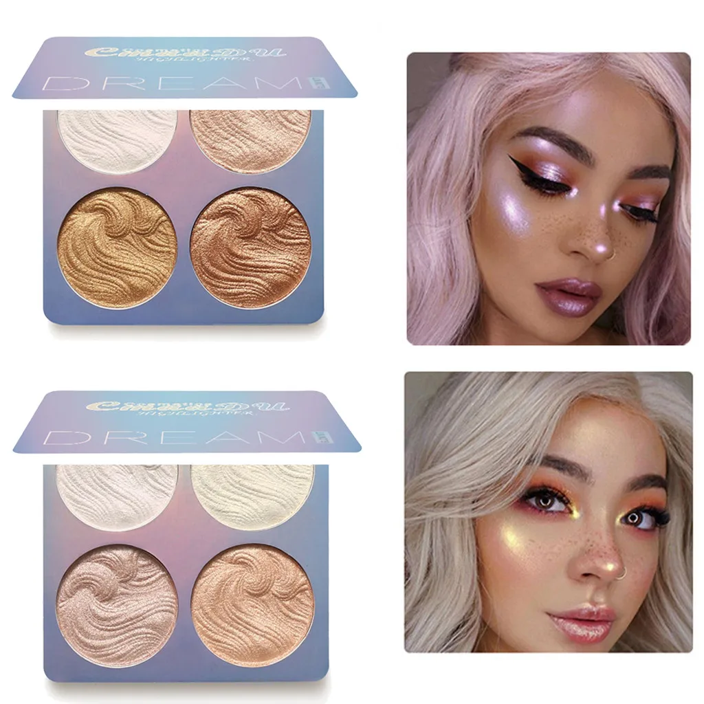 

Professional New Makeup Face Powder 4 Colors Bronzer pigment Highlighter Powder Palette highlighter powder Kit