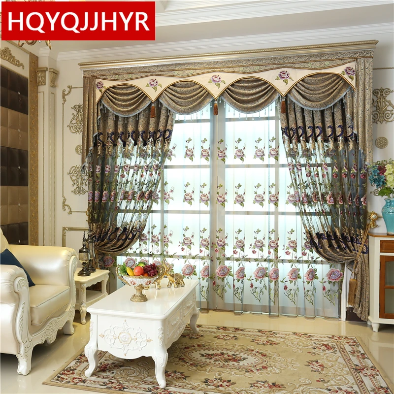 European Style Luxury Royal Embroidered Curtains For Living Room