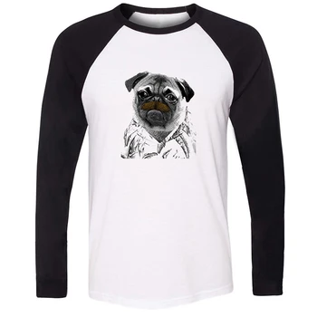 

Frank The Pug Mib Men In Black Dog Animal Design Long Sleeve T Shirt Men Cosplay Family Graphic Tee Shirts Boy Patchwork Tops
