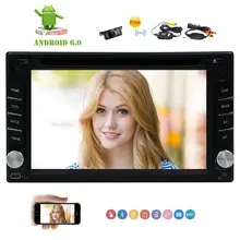 2 din Car Stereo Android 6.0 Touch Screen Car DVD GPS Navigation FM/AM Radio Bluetooth Support SWC 3G/4G WIFI OBD2+Rear Camera