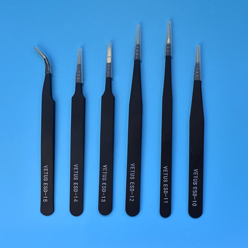 

FGHGF Hotest 6pcs/set Portable Size Resists Corrosion Anti-static Tweezers For Repairing Electronic Maintenance Tools Black 2017