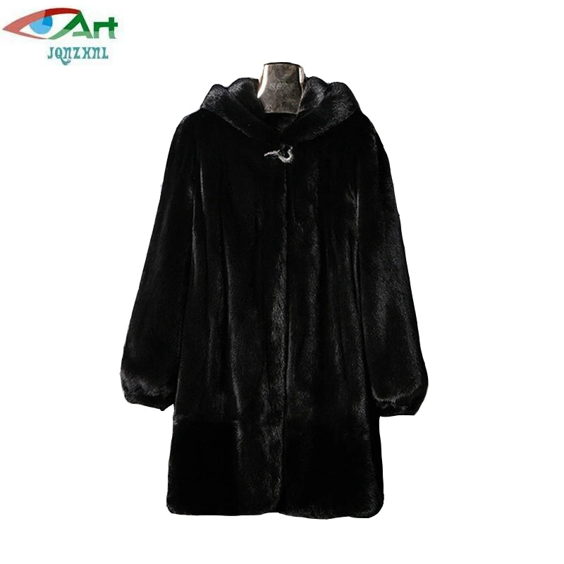 JQNZHNL большой размер 5XL пальто из искусственного меха для женщин новое зимнее толстое теплое пальто из искусственного меха с капюшоном Норковое Пальто Верхняя одежда E225