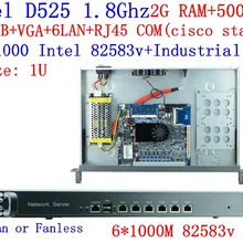 Atom D525 1U сервер брандмауэра двухъядерный 6* Intel 1000M 82583V Поддержка ROS Mikrotik PFSense Panabit Wayos 2G ram 500G HDD