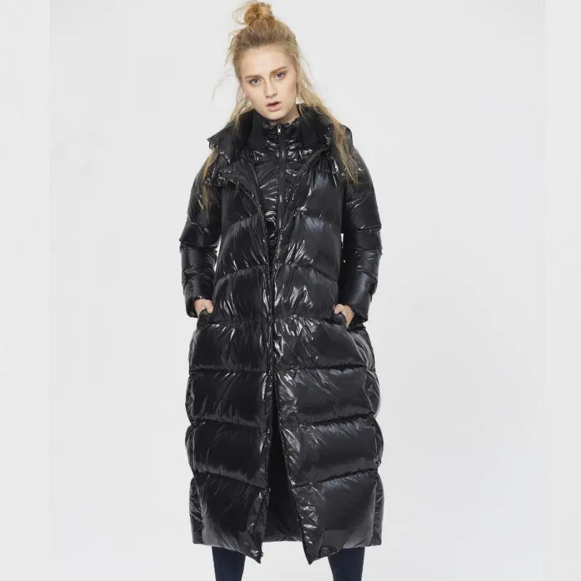 Новое поступление, европейский стиль, женское пальто 5XL размера плюс, 90% утиный пух, парка, имитация двух частей, кокон, стильное длинное теплое пальто w1216