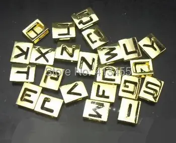 

Wholesale 130pcs/lot 8mm A-Z Gold color hollow diy slide charm letter