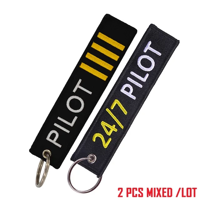 Fashion Key Chain Jewelry Outstanding Embroidery 247 Pilot Key Ring Chain for Aviation Lovers Gifts Luggage Tag Label Keychains B