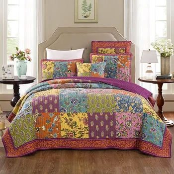 Chausub Vintage Cotton Quilt Set 3pcs Handmade Patchwork Bedspread Quilted Quilts Pillowcase Coverlet King Size Bedding Blanket Buy At The Price Of 94 51 In Aliexpress Com Imall Com