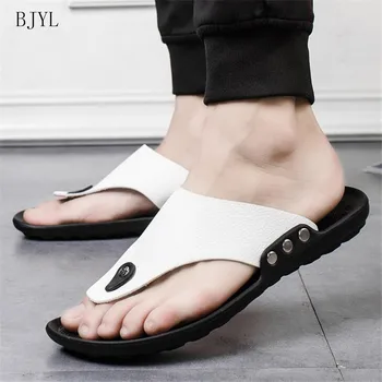 

BJYL 2019 Summer Men's Flip-Flops Quality Soft Comfortable Slippers Outside Non-slip Rubber Beach Shoes Fashion Male Flats B266
